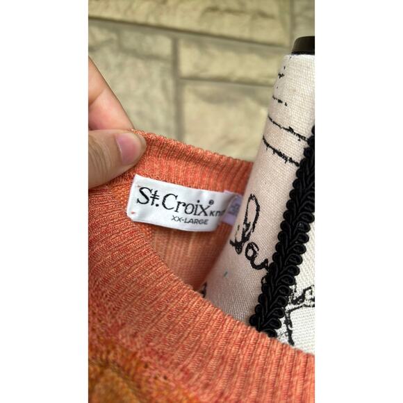 St croix textured geometric knit sweater orange - Picture 4 of 5